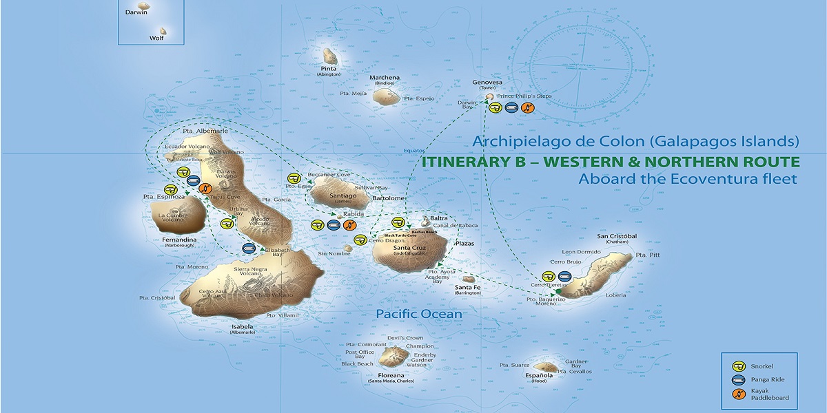 Galapagos Nature Cruise Itnerary Map